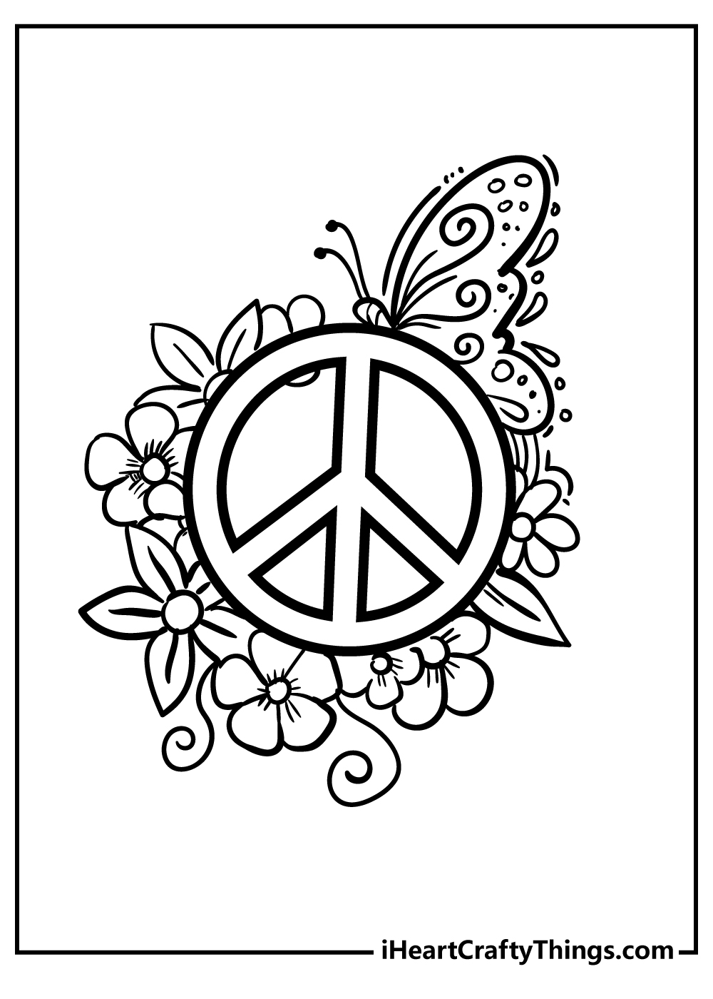 peace sign flower coloring pages