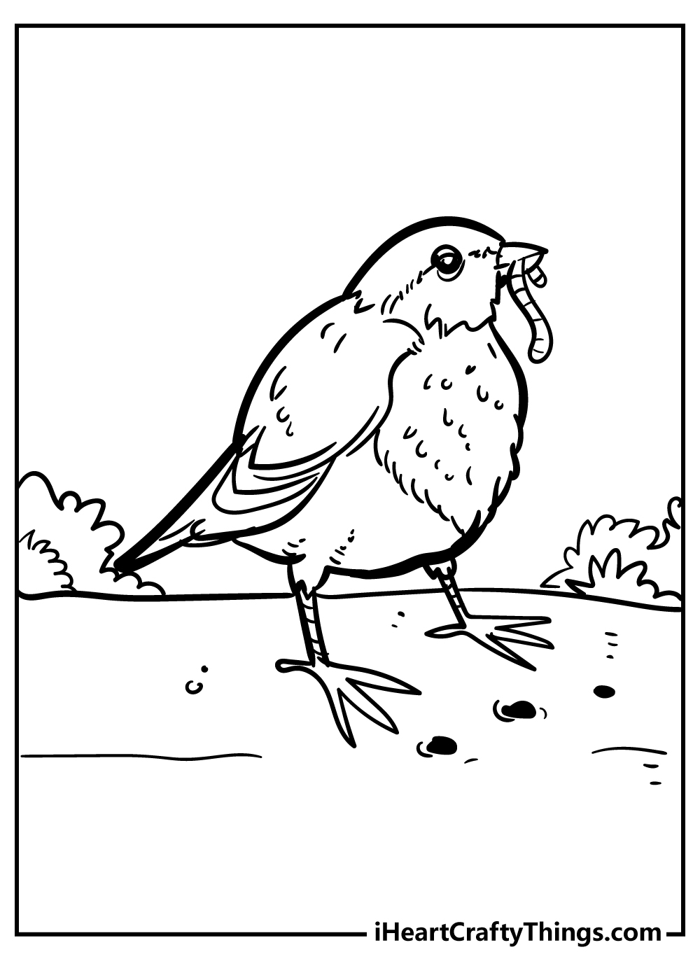 Coloring Page Outline Of A Cute Singing Bird Posters, Art Prints