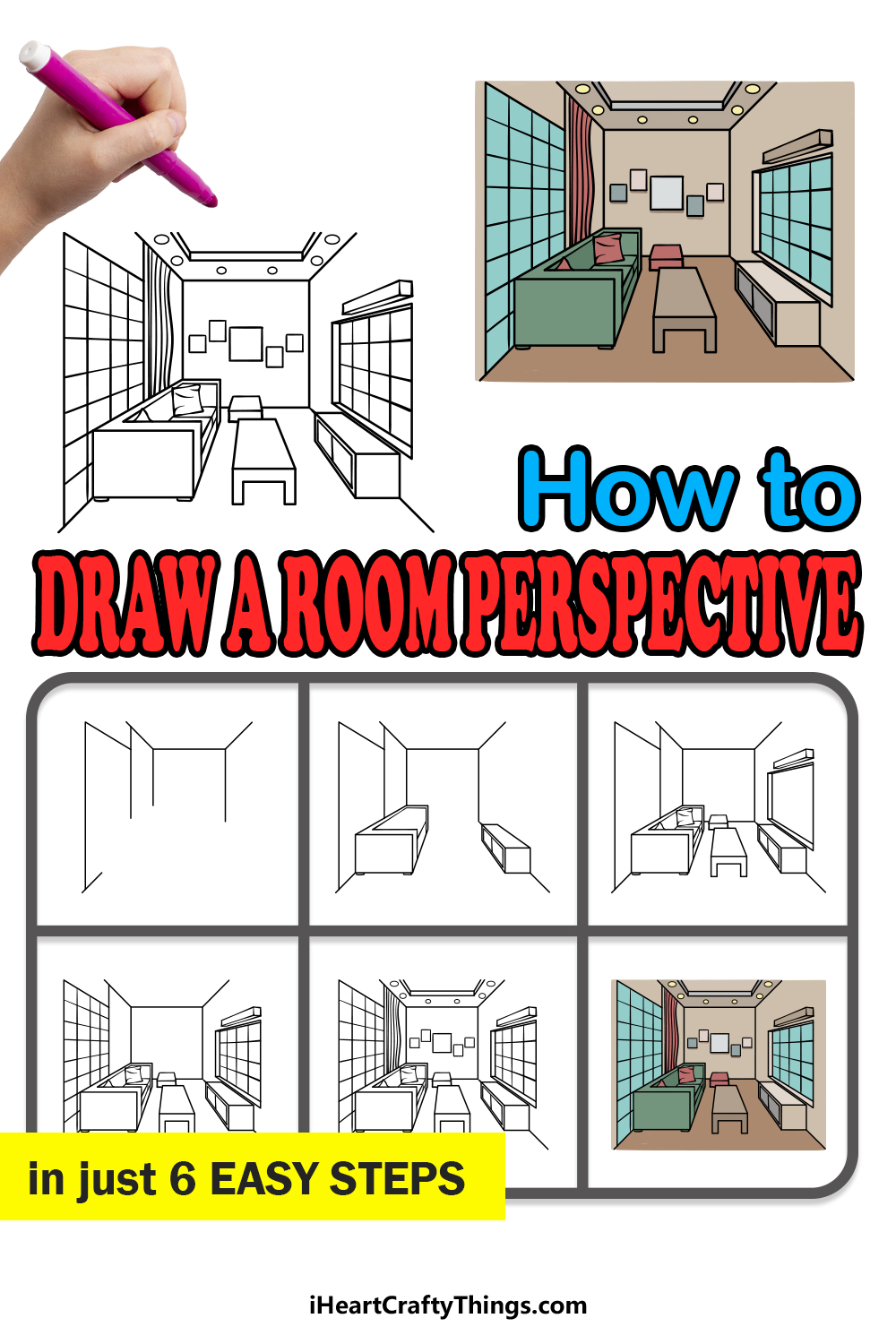 how to draw a Room Perspective in 6 easy steps