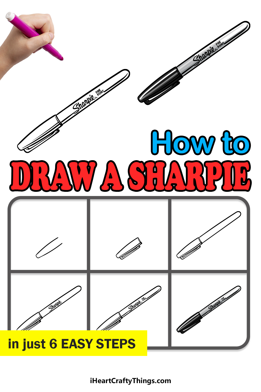 How to Draw A Sharpie in 6 easy steps