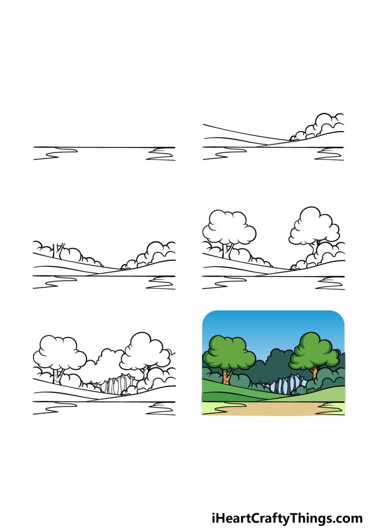 Simple Landscape Drawing How To Draw A Simple Landscape Step By Step