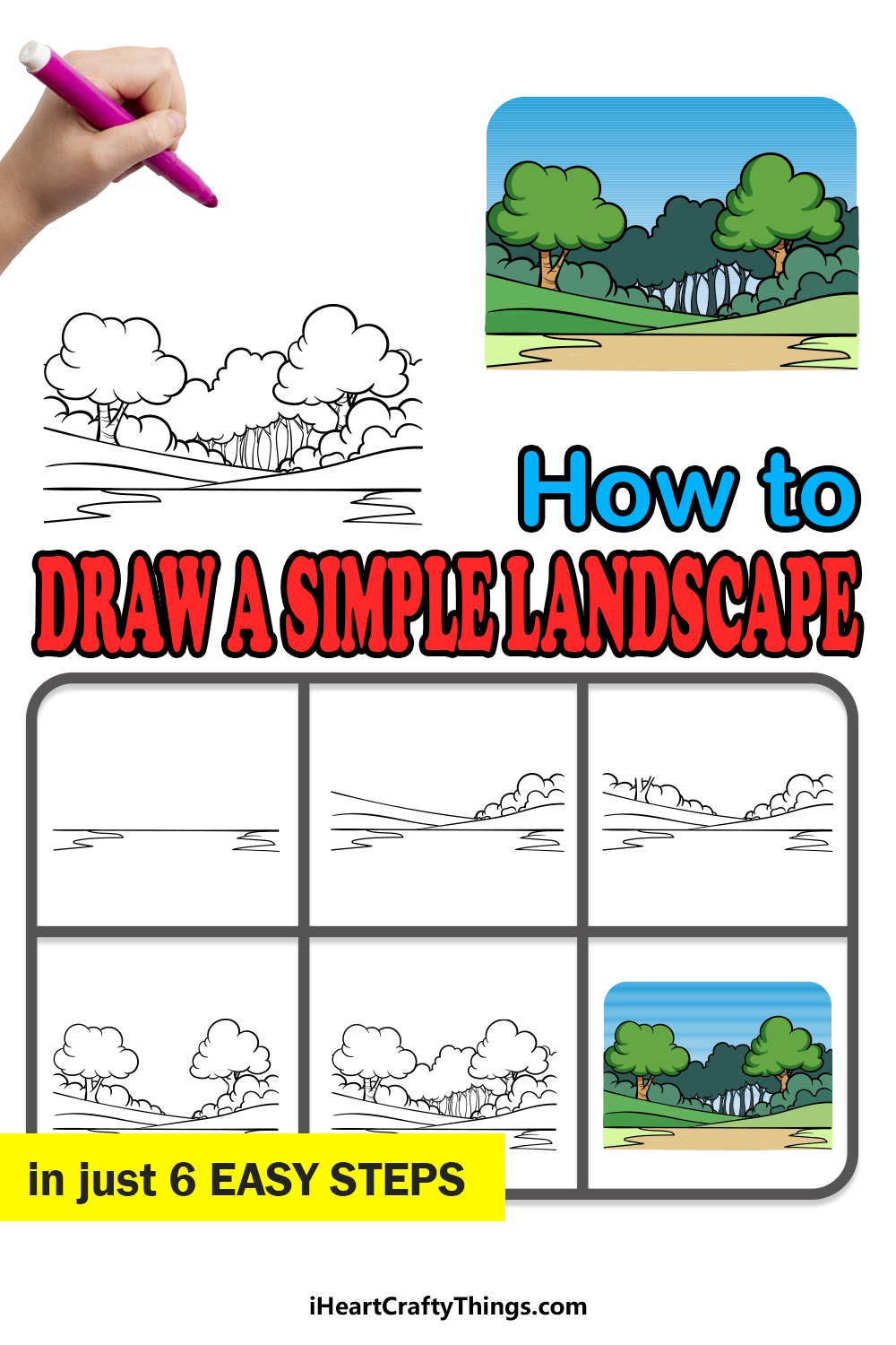 how to draw a Simple Landscape in 6 easy steps