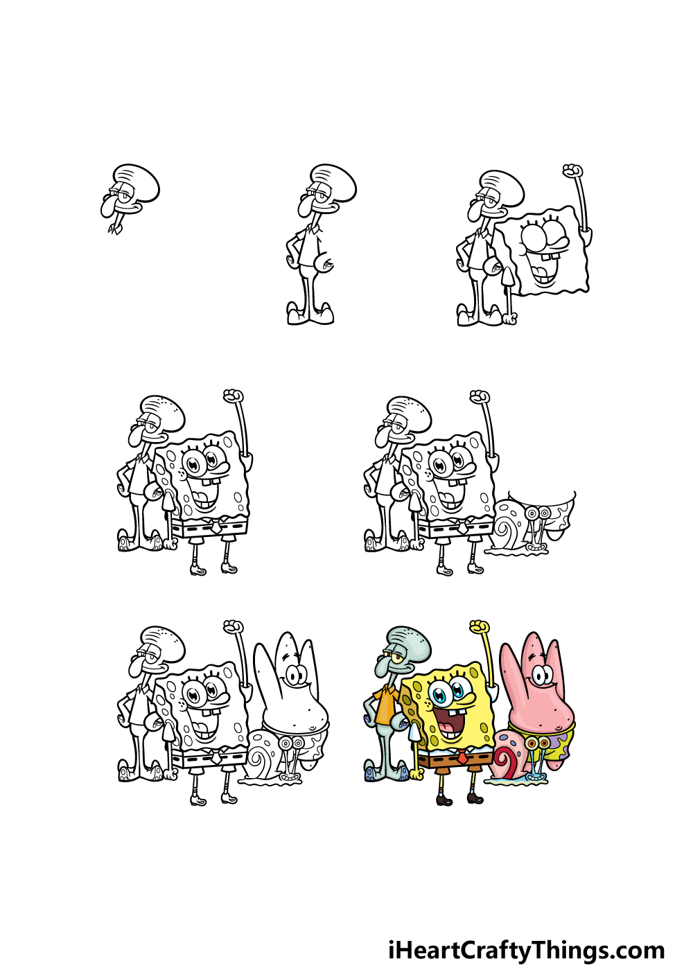 How To Draw Spongebob Characters Step By Teachfuture6 7742