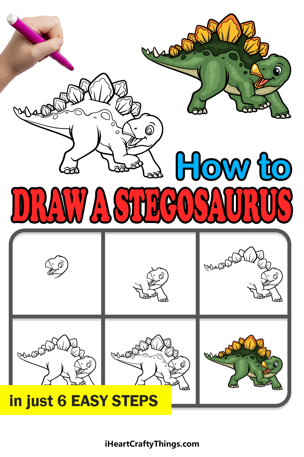 how to draw a Stegosaurus in 6 easy steps