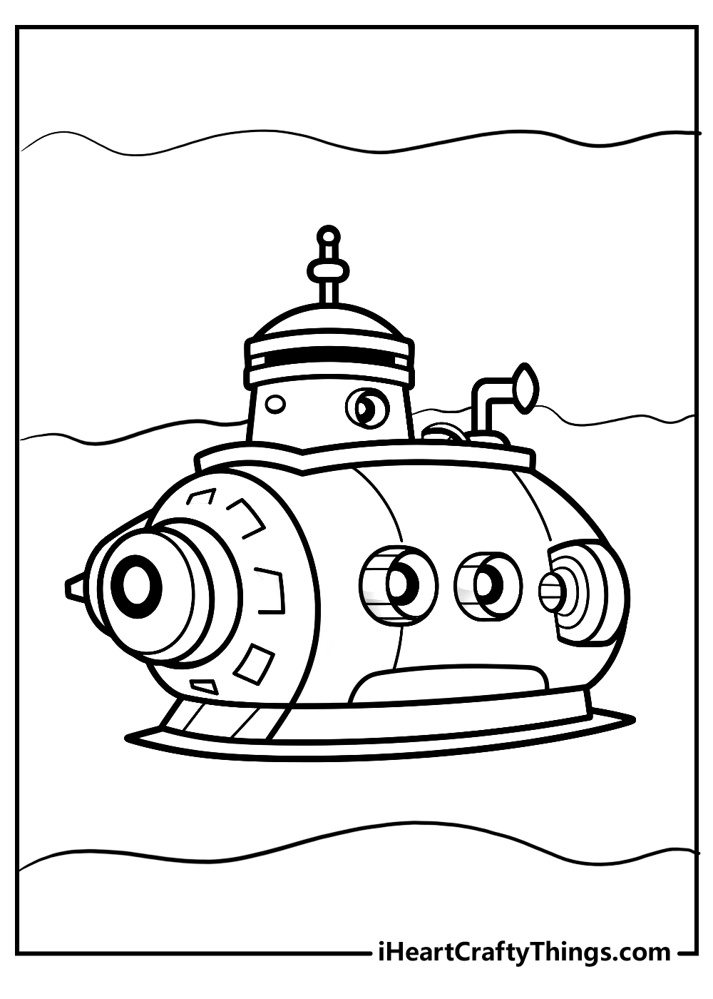 black-and-white submarine coloring pages