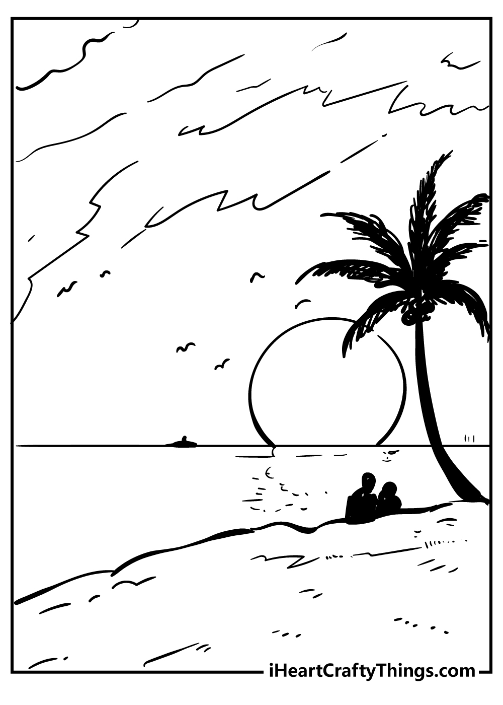 Sunset Easy Coloring Pages