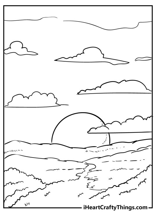 Sunset Coloring Pages (100% Free Printables)