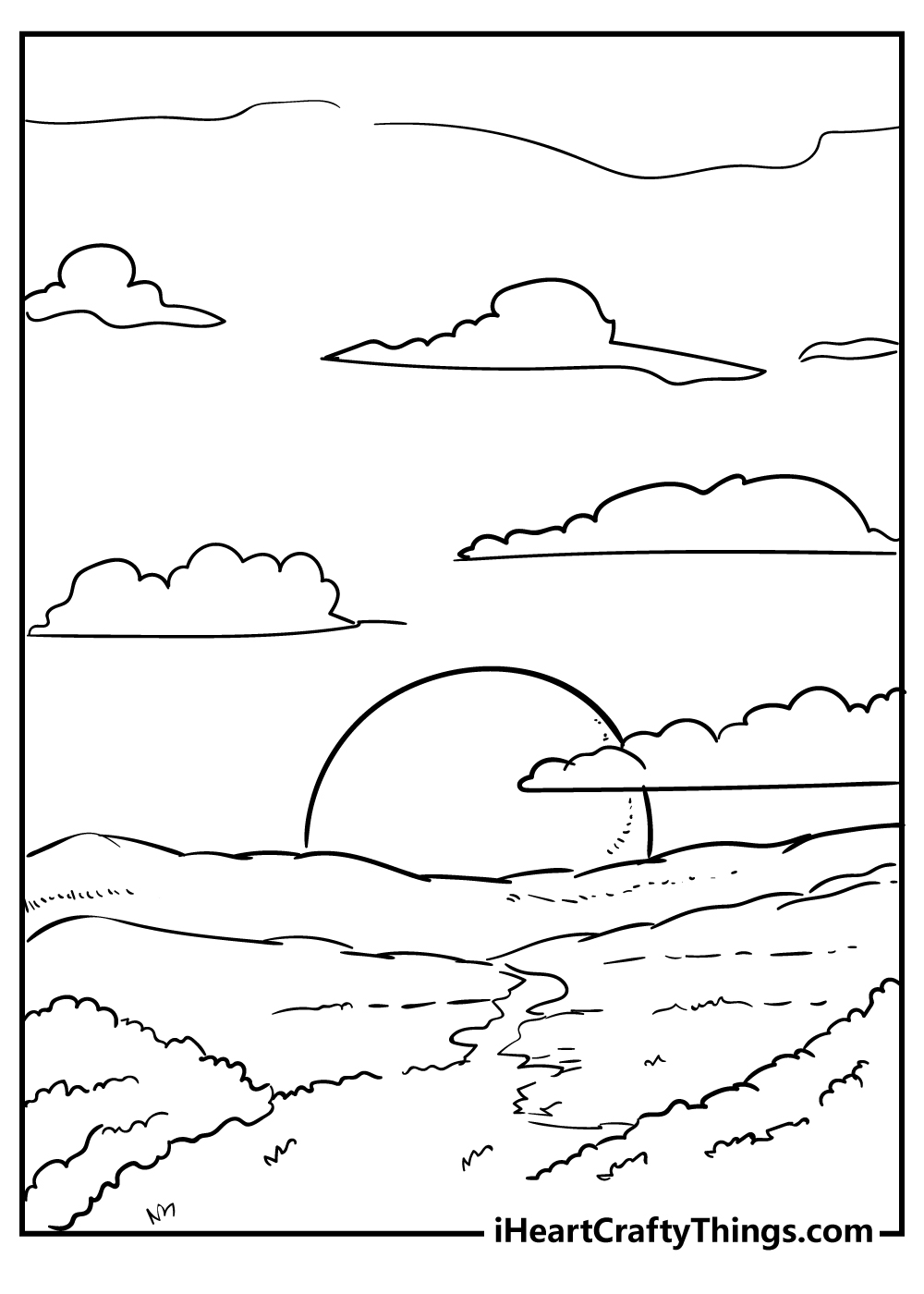 Sunset Coloring Sheet for children free download