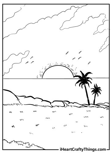 Sunset Coloring Pages (100% Free Printables)