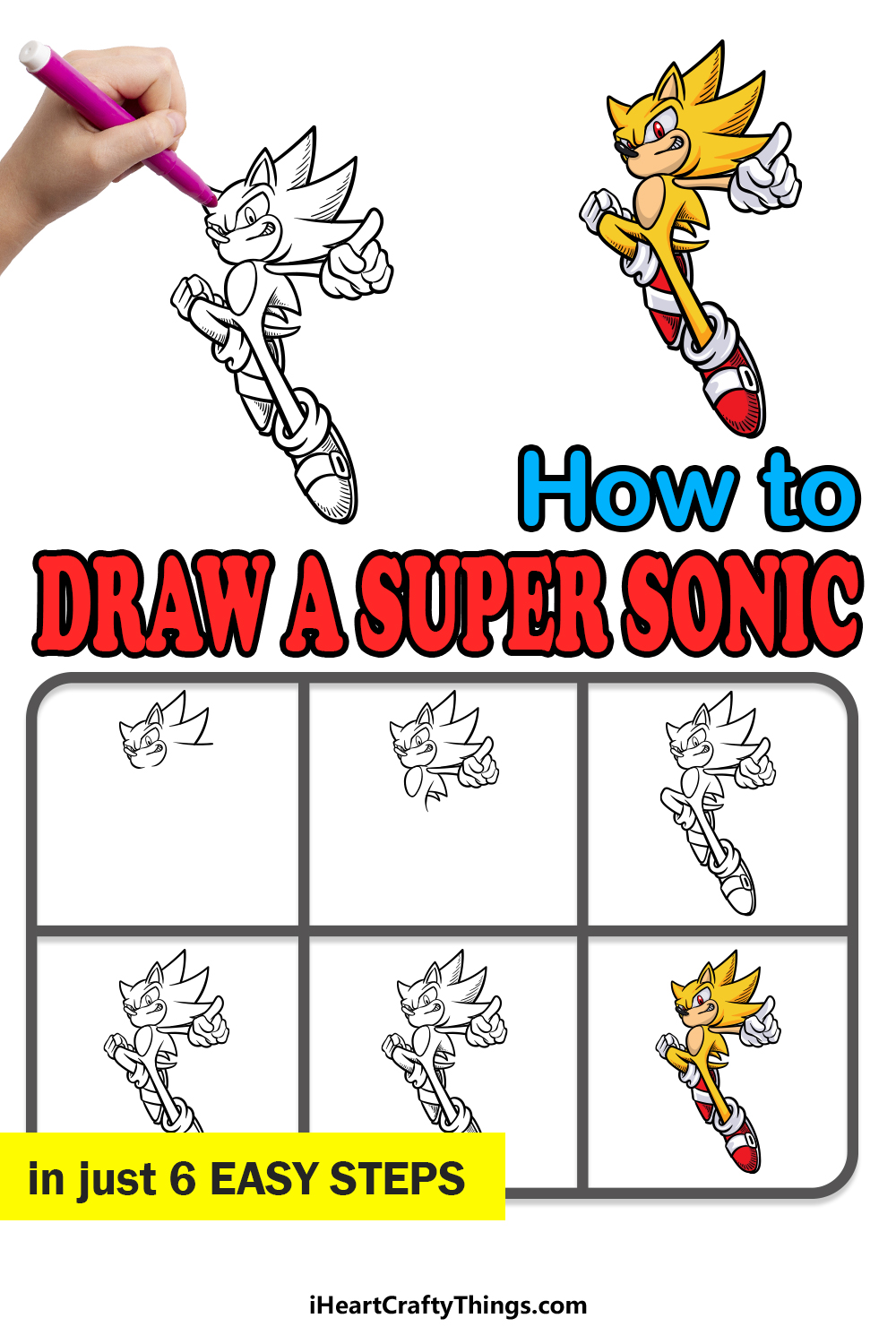 How to Draw Super Sonic - Really Easy Drawing Tutorial