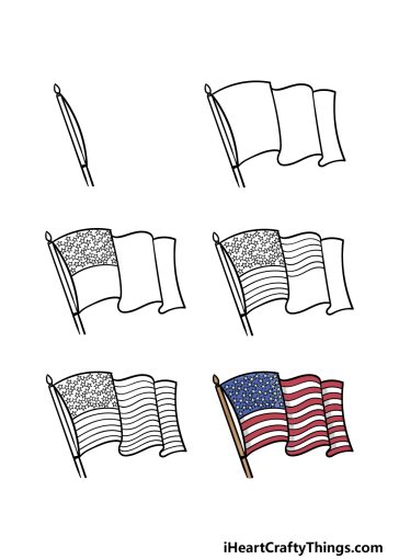 USA Flag Drawing - How To Draw A USA Flag Step By Step