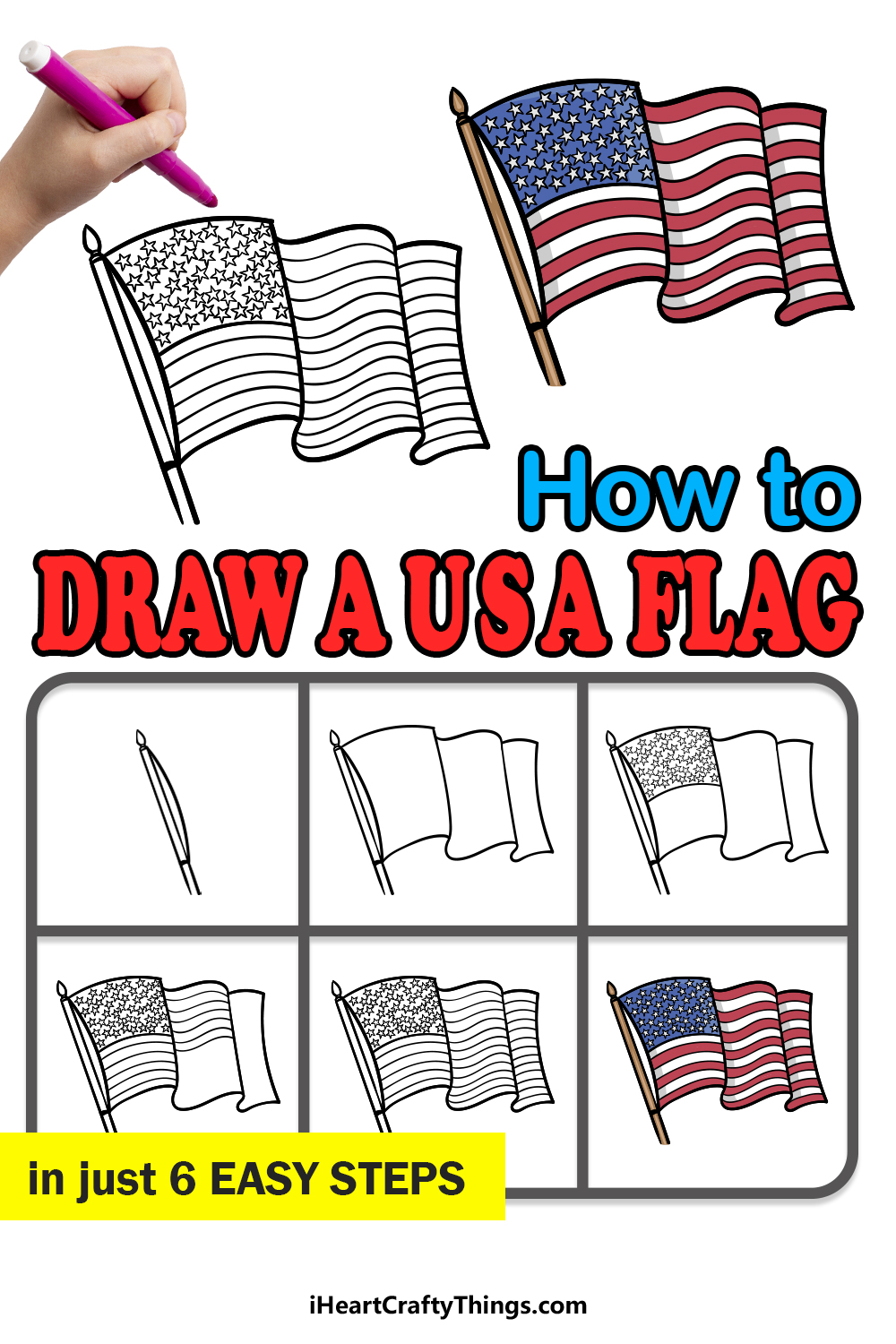 how to draw a USA Flag in 6 easy steps