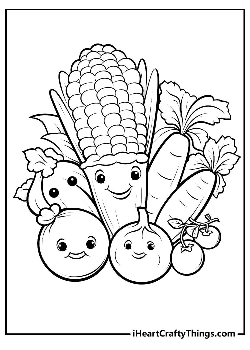black-and-white vegetables coloring pages