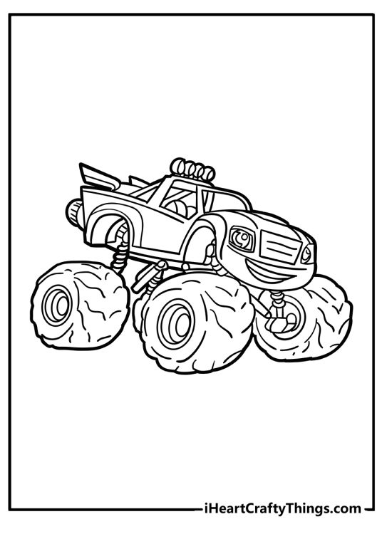 Detailed Blaze-themed coloring picture for kids featuring main character Blaze with clear background