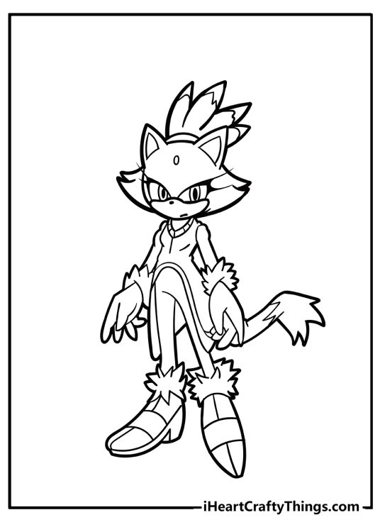 Blaze-themed coloring sheet for children presenting elegant and intelligent character Blaze the Cat