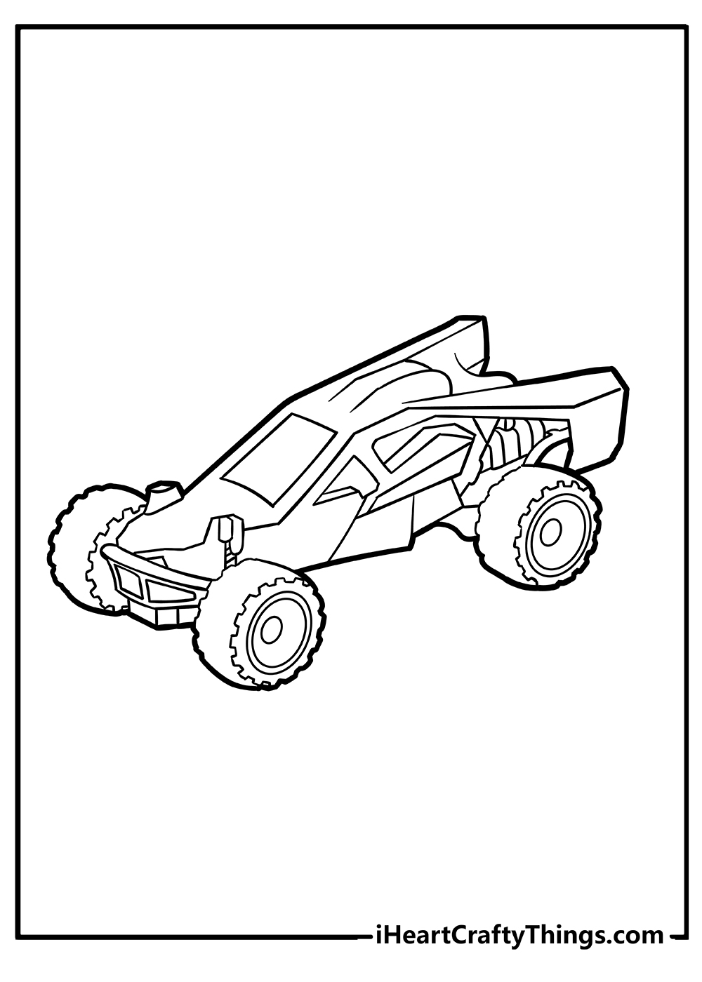 Black-and-white Hot Wheels-themed poster presenting a desert bug with large wheels