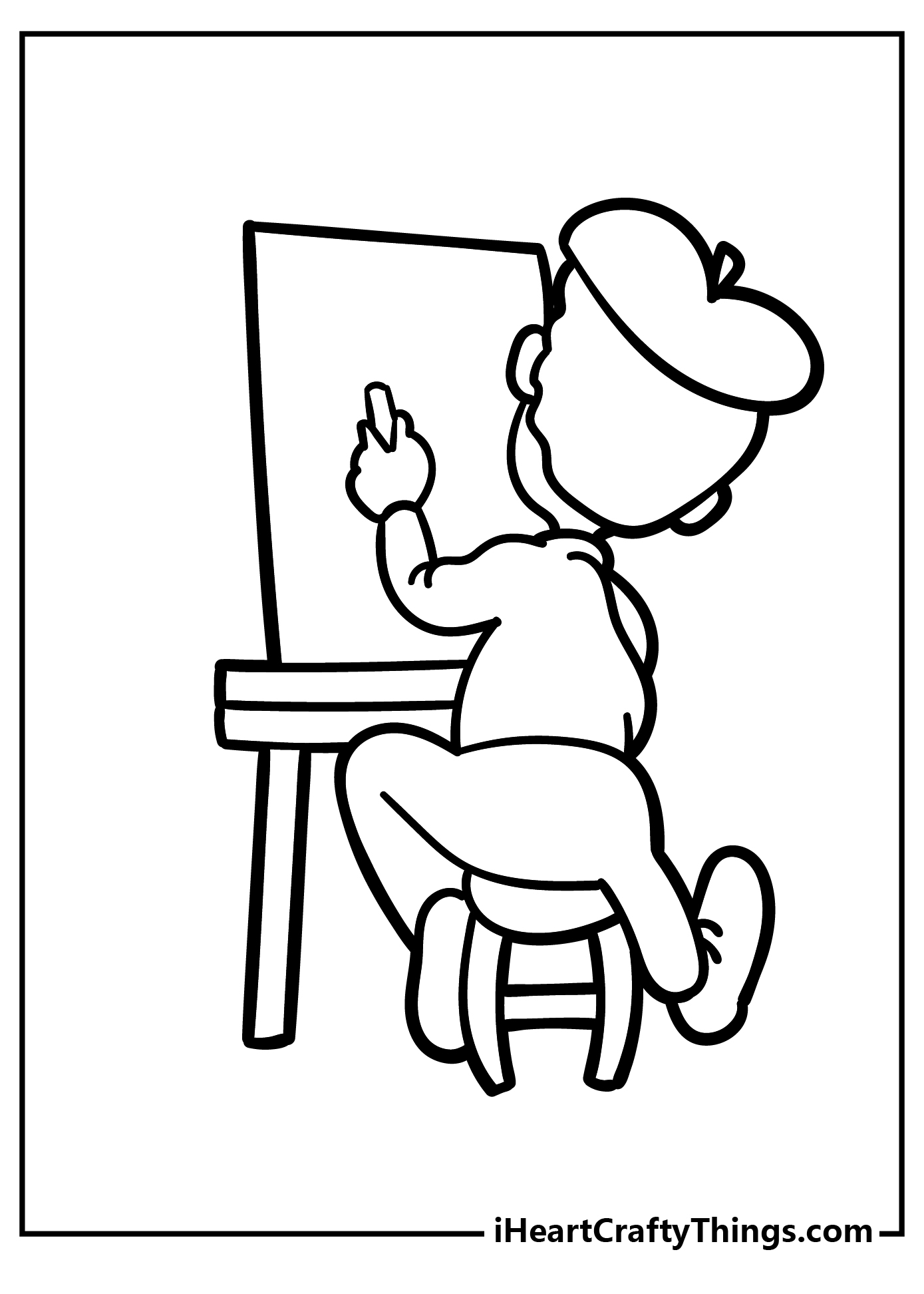 Coloring Page Outline Of cartoon boy with brush and paints. Little