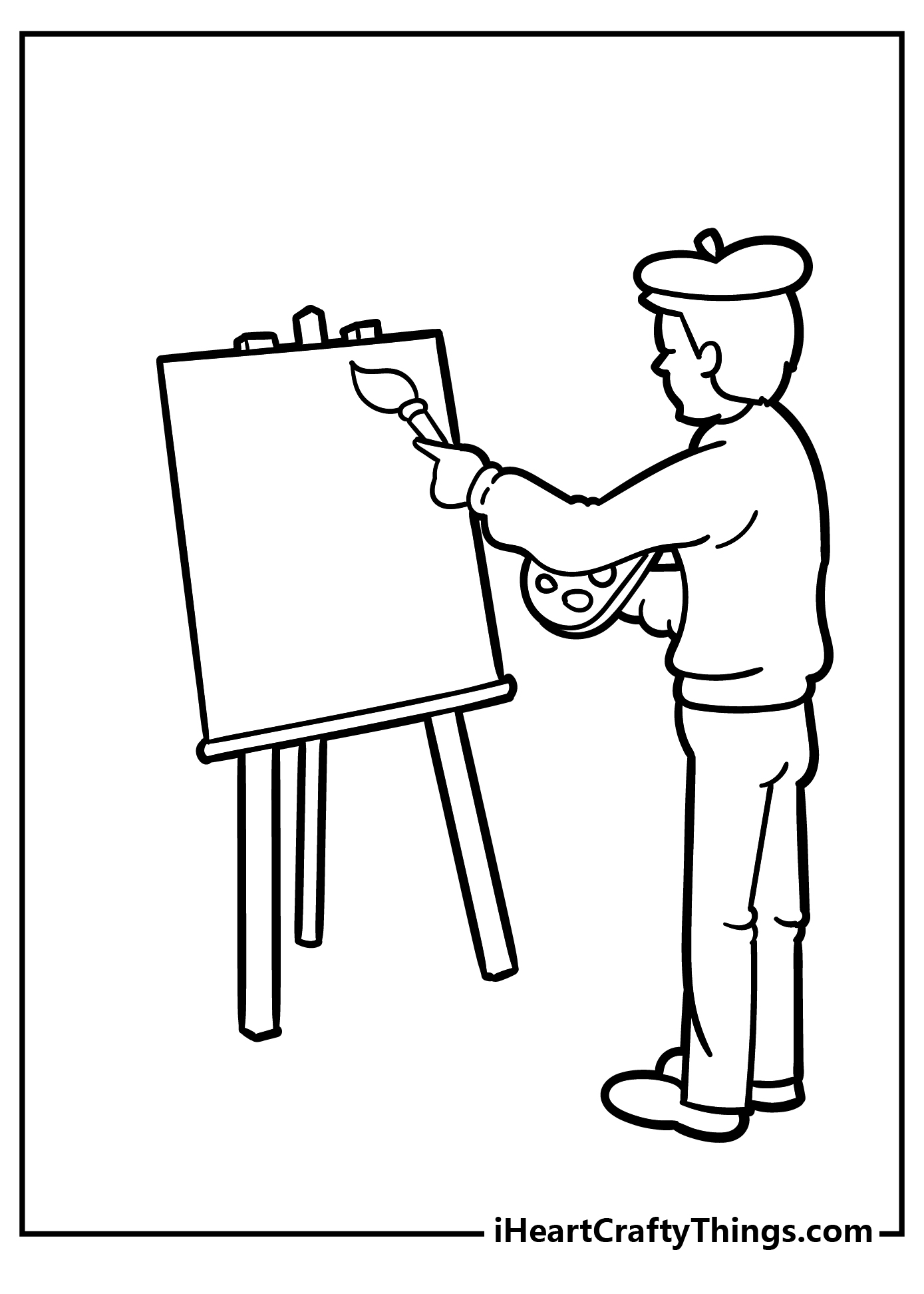 Painting On An Easel Coloring Page