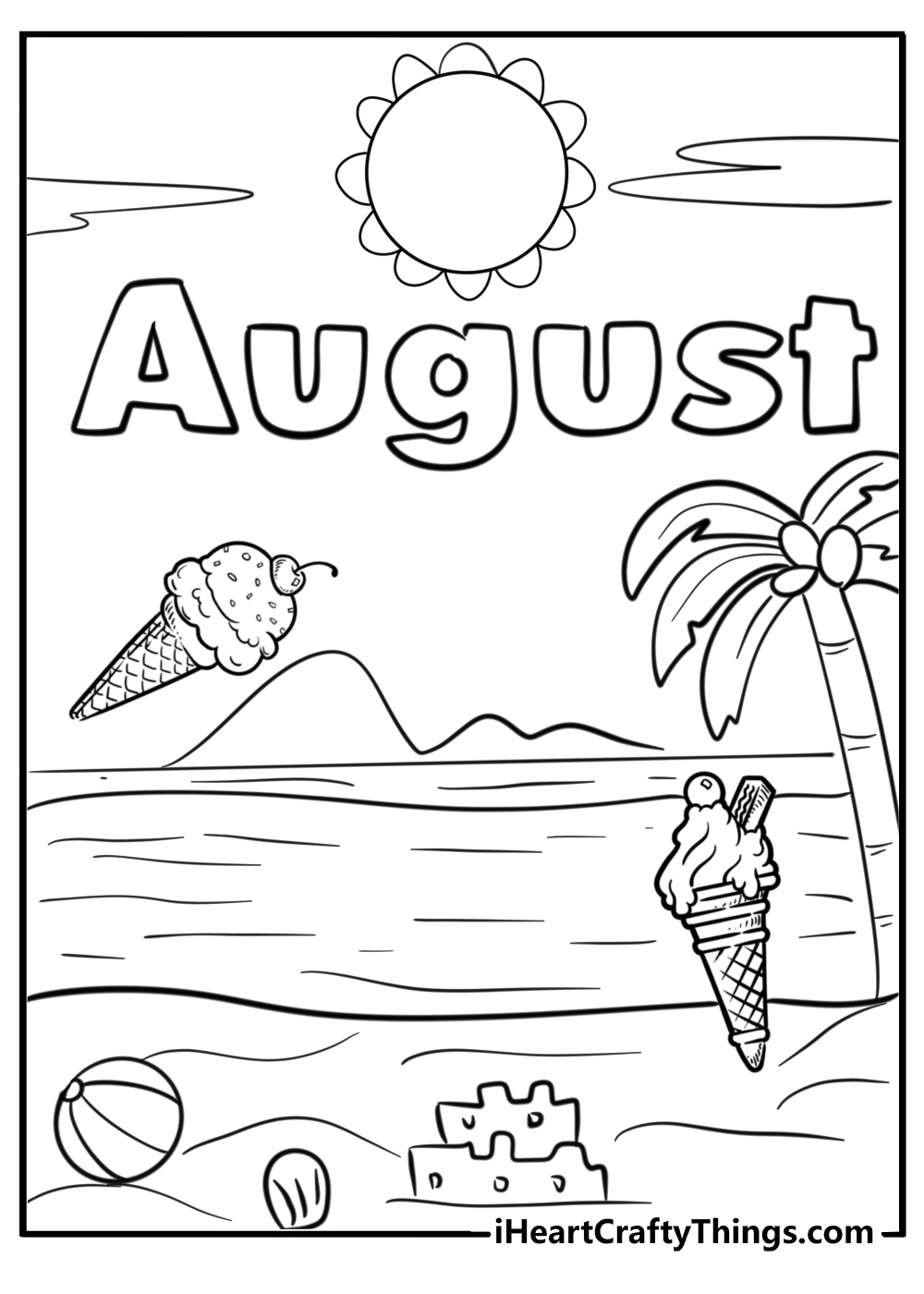 Printable august coloring page