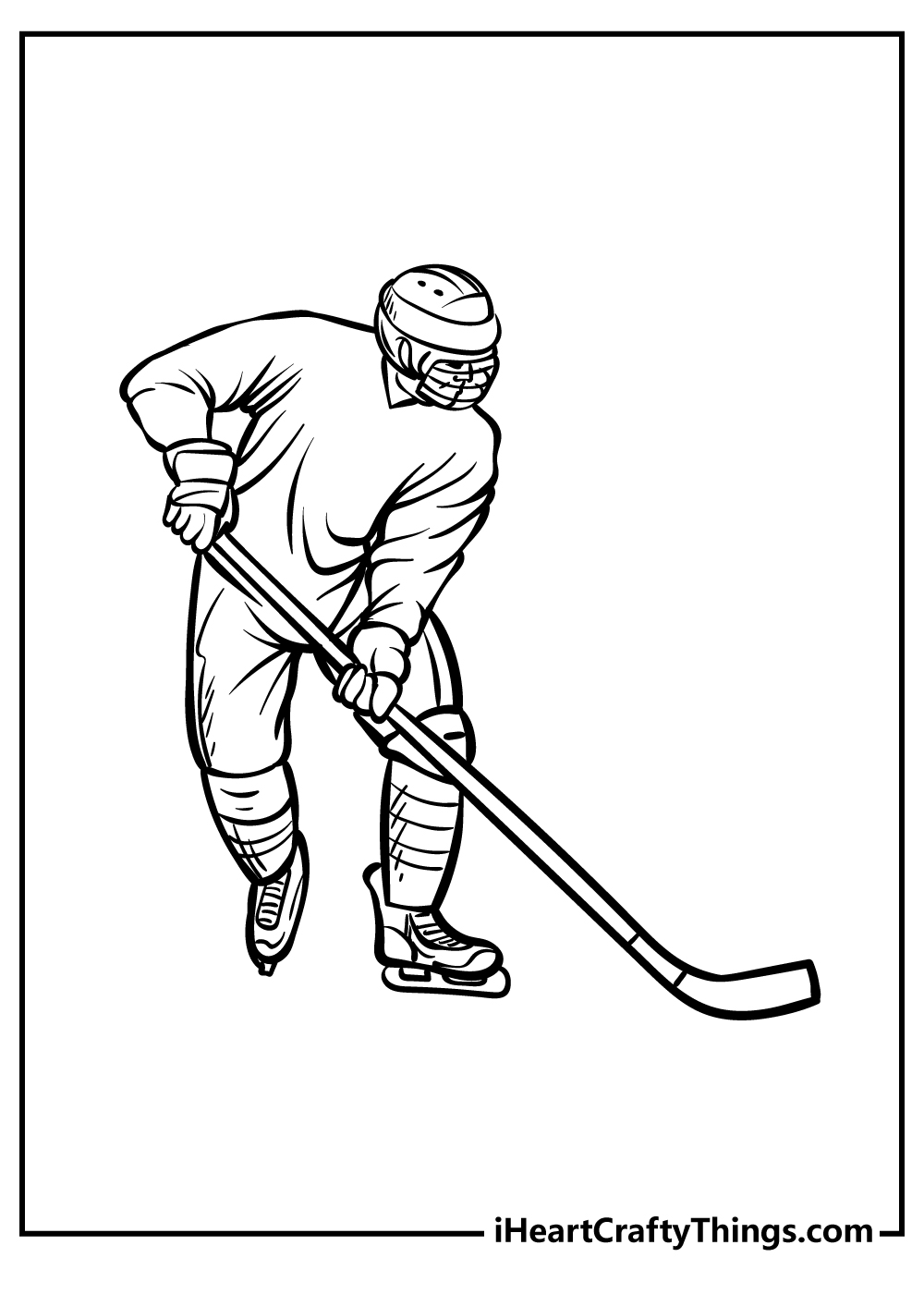 Cartoon Clipart Of A Black And White Chubby Hockey Player Man - Vector  Outlined Coloring Page by Cory Thoman #1141494