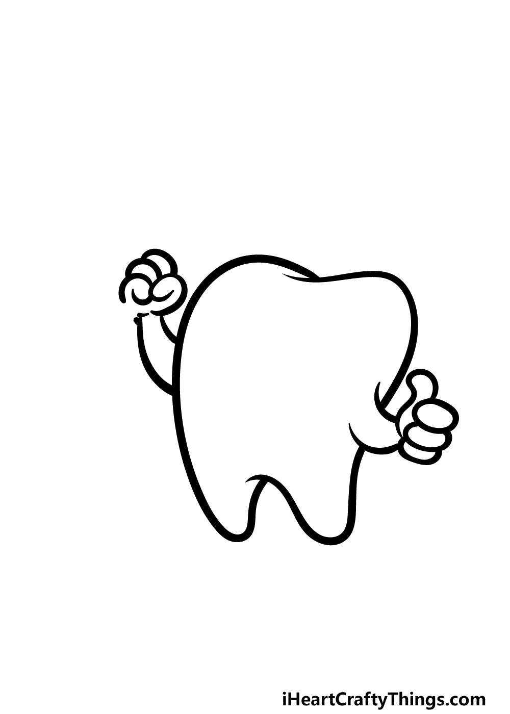 how to draw a cartoon tooth step 2