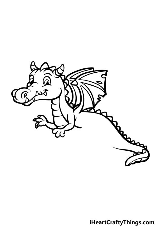 Cartoon Dragon Drawing - How To Draw A Cartoon Dragon Step By Step