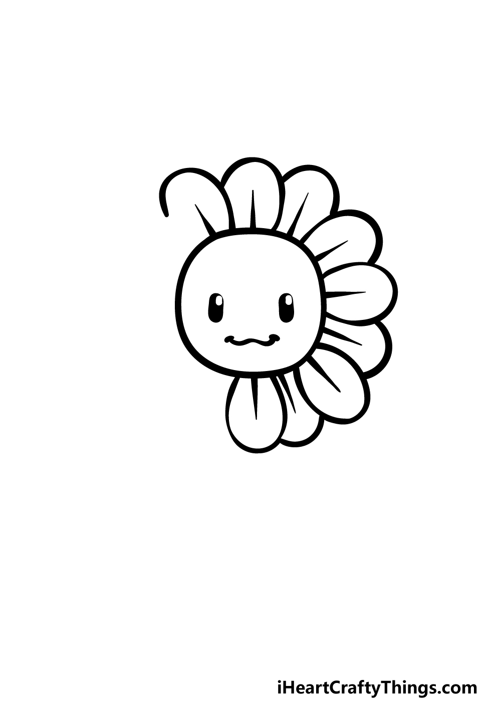 how to draw a cartoon sunflower step 3