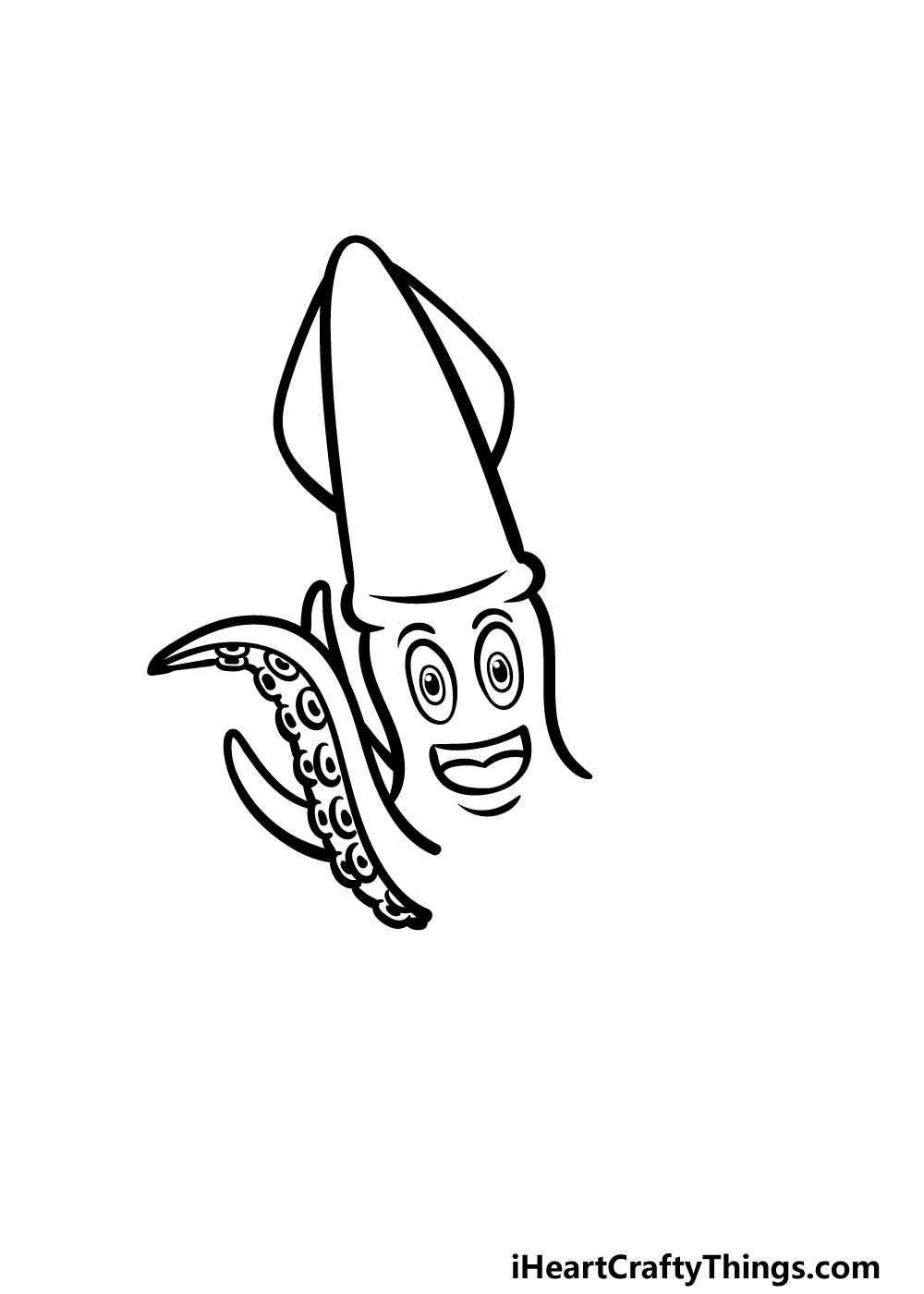 how to draw a cartoon squid step 3