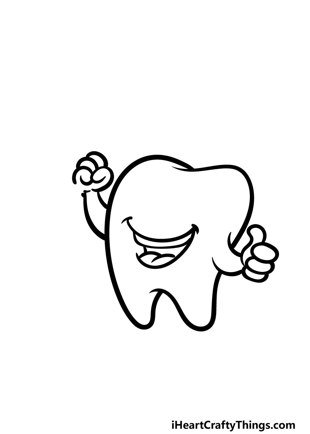 how to draw a cartoon tooth step 3