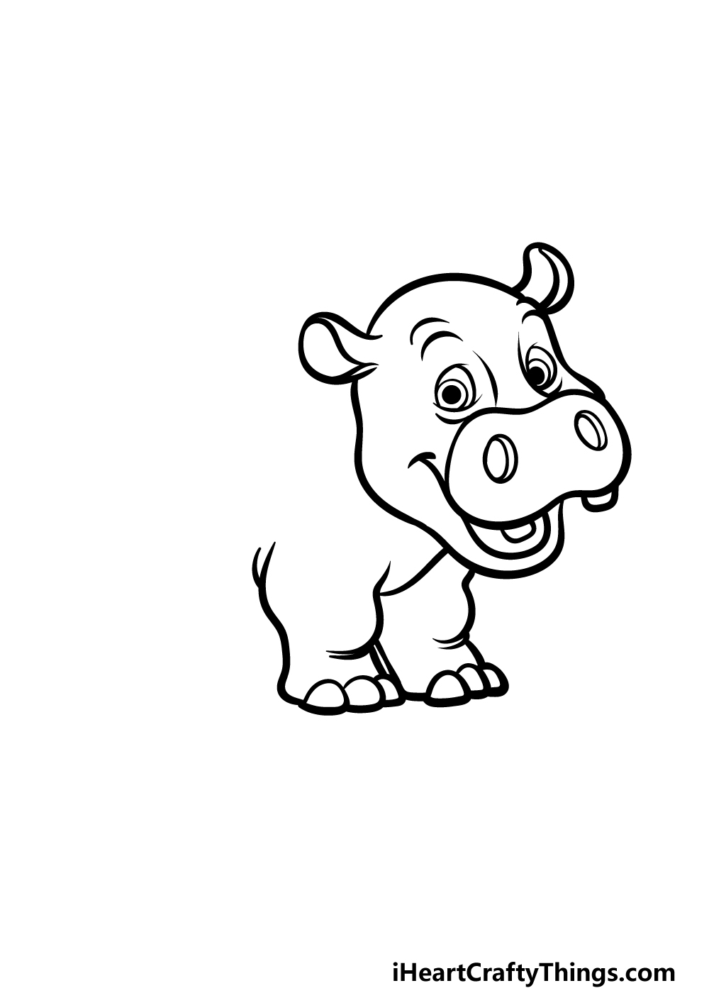 how to draw a cartoon hippo step 3