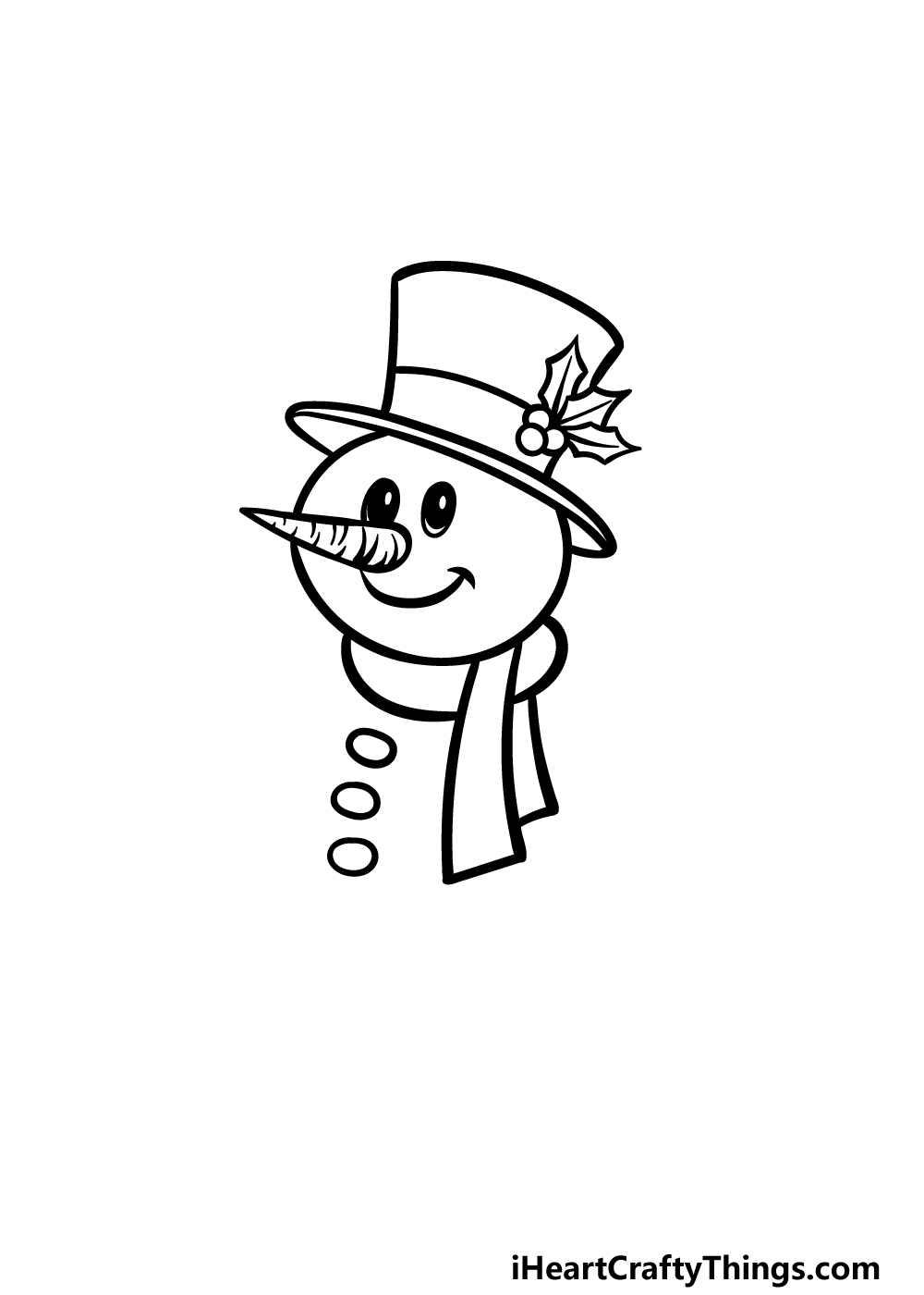 how to draw a cartoon snowman step 3