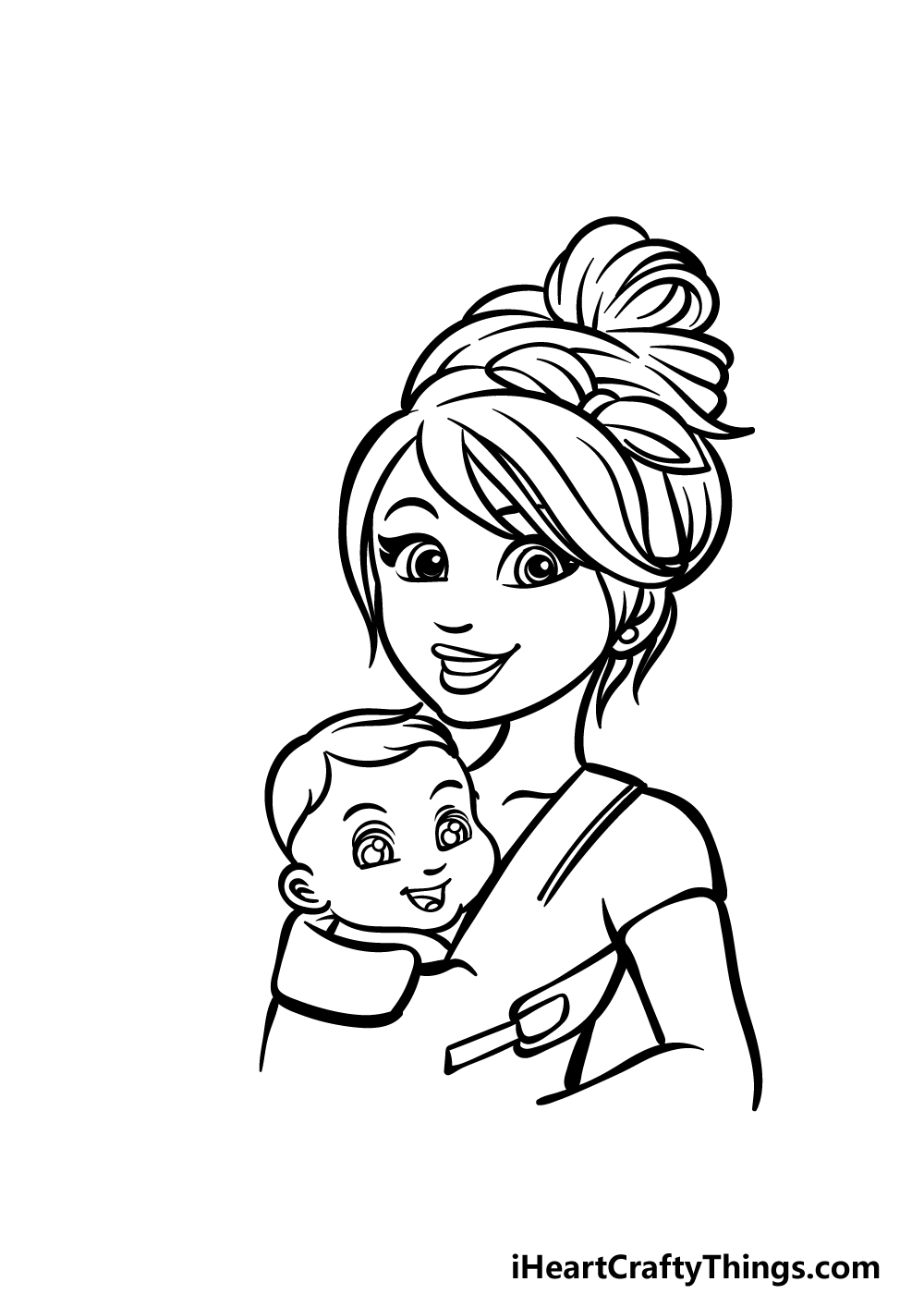 how to draw a cartoon mom step 4