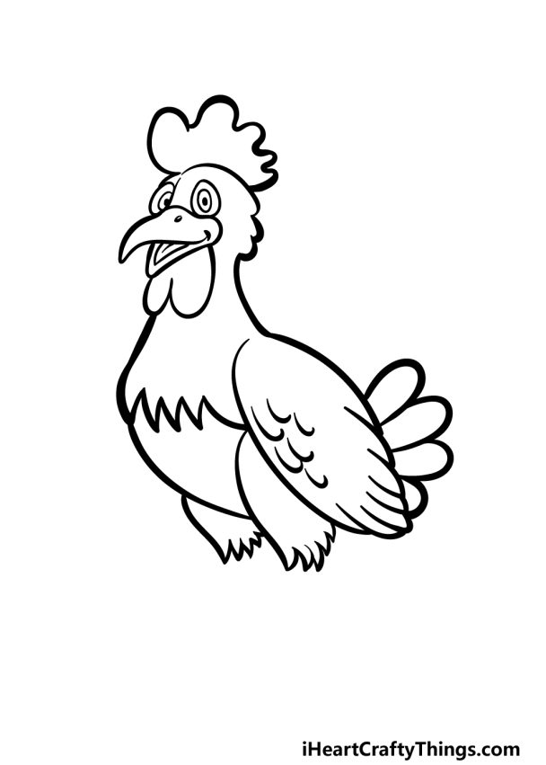 Cartoon Chicken Drawing - How To Draw A Cartoon Chicken Step By Step