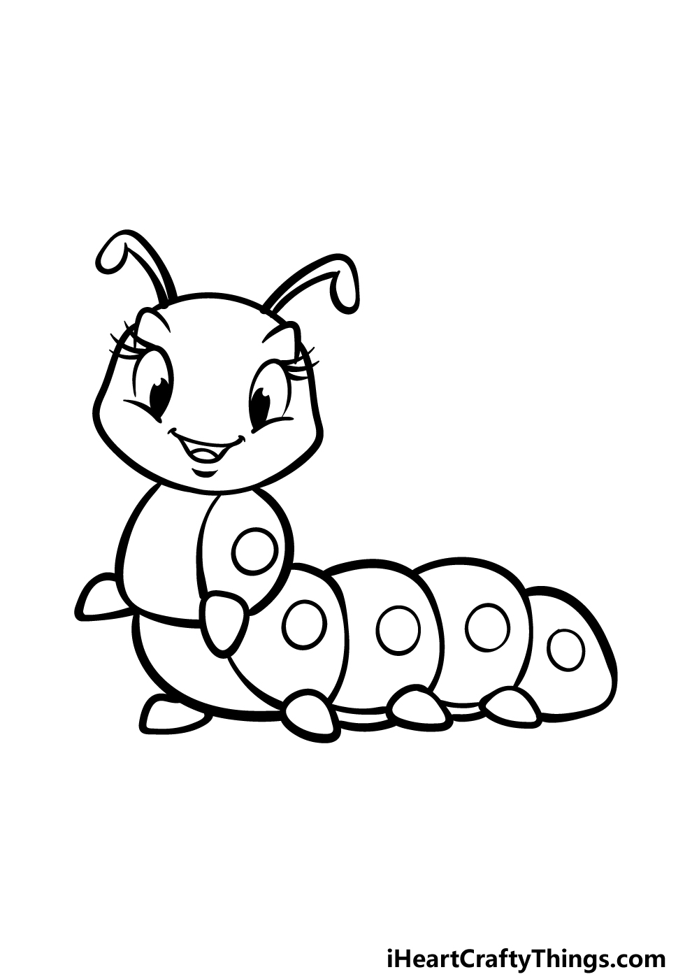 how to draw a cartoon caterpillar step 4