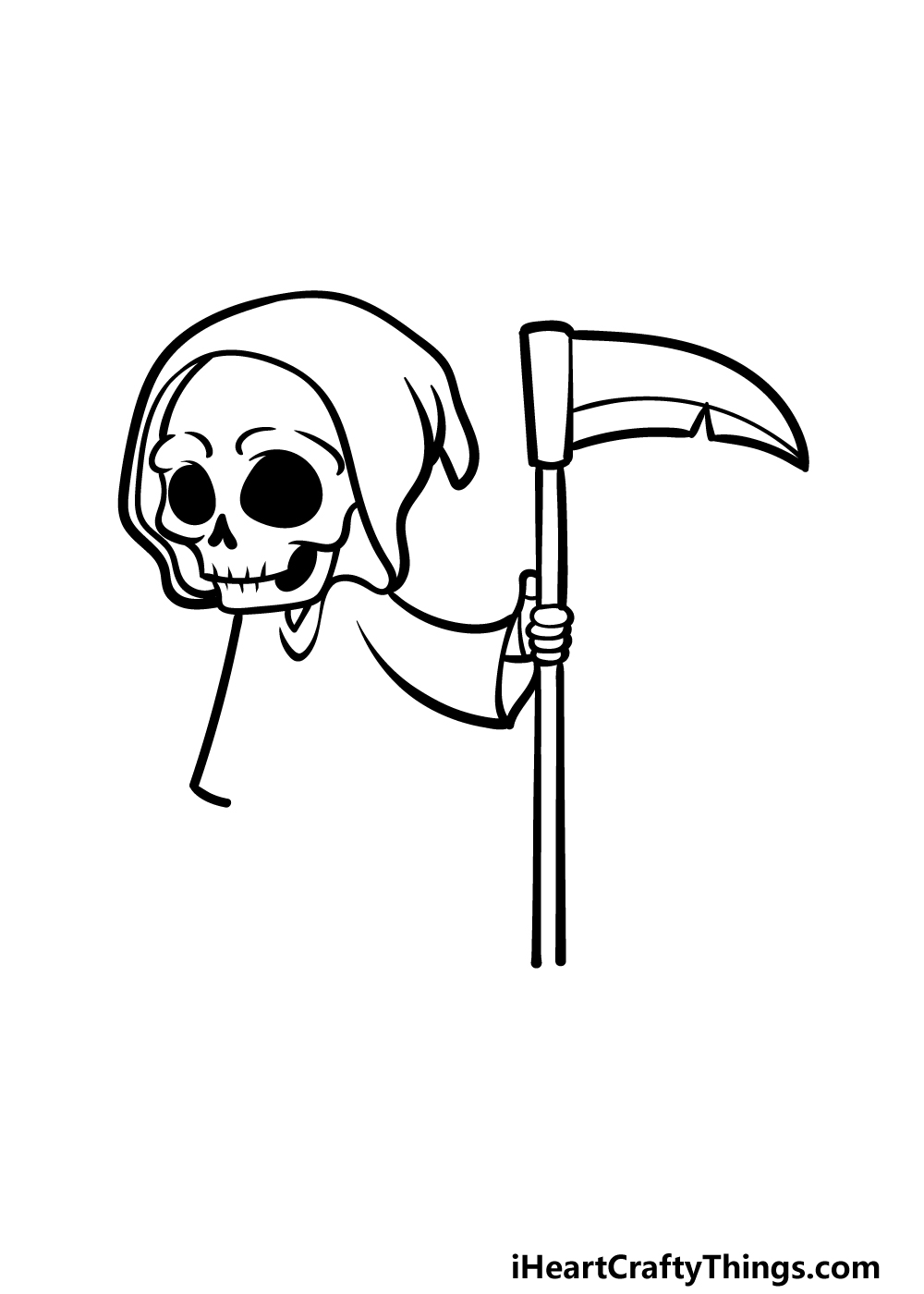 how to draw a cartoon Grim Reaper step 4