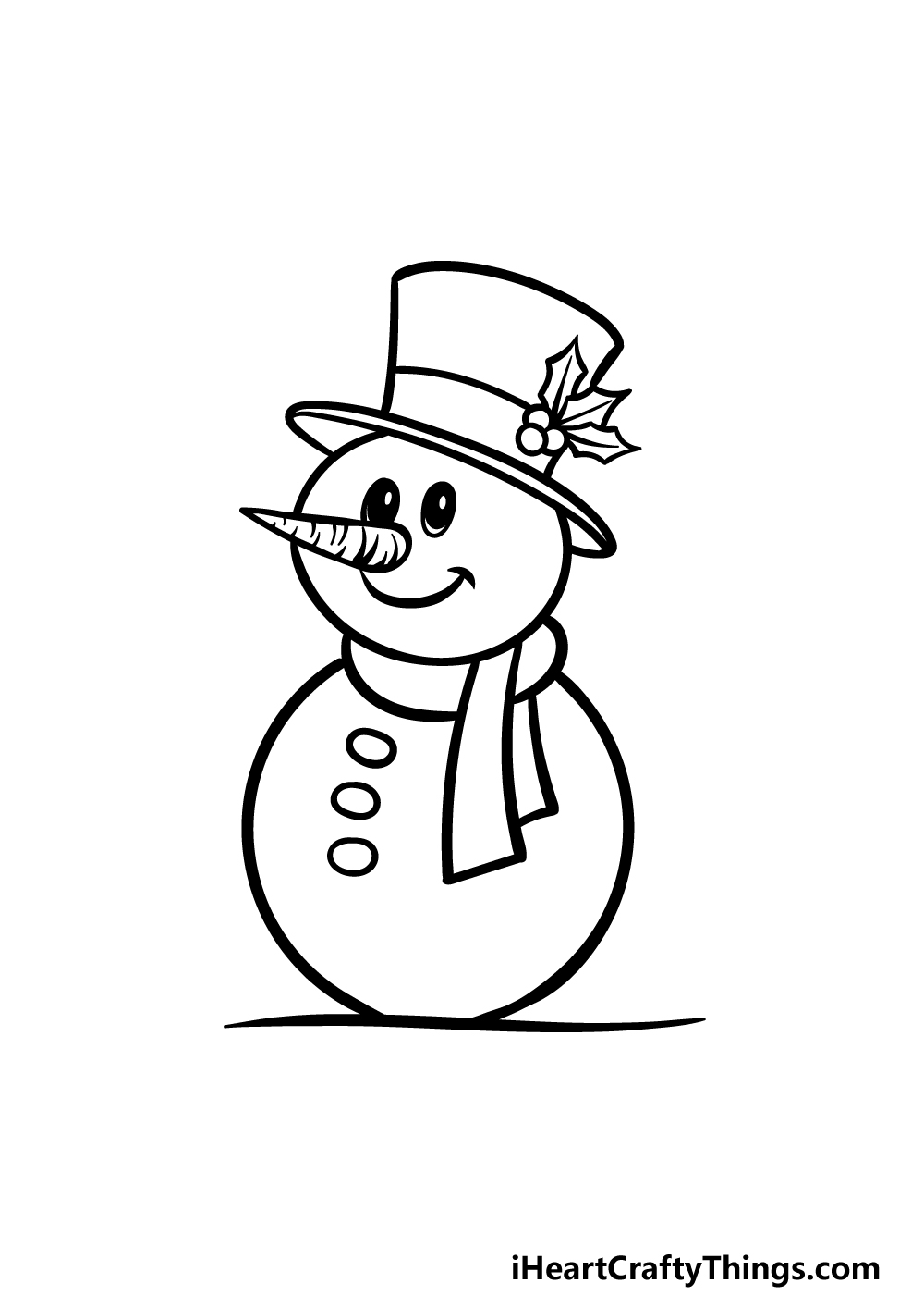 how to draw a cartoon snowman step 4