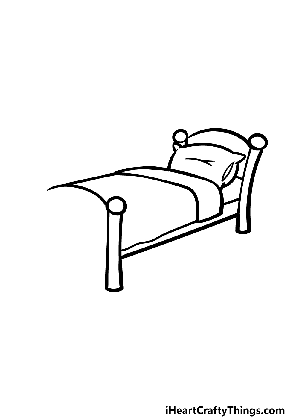 how to draw a cartoon bed step 4