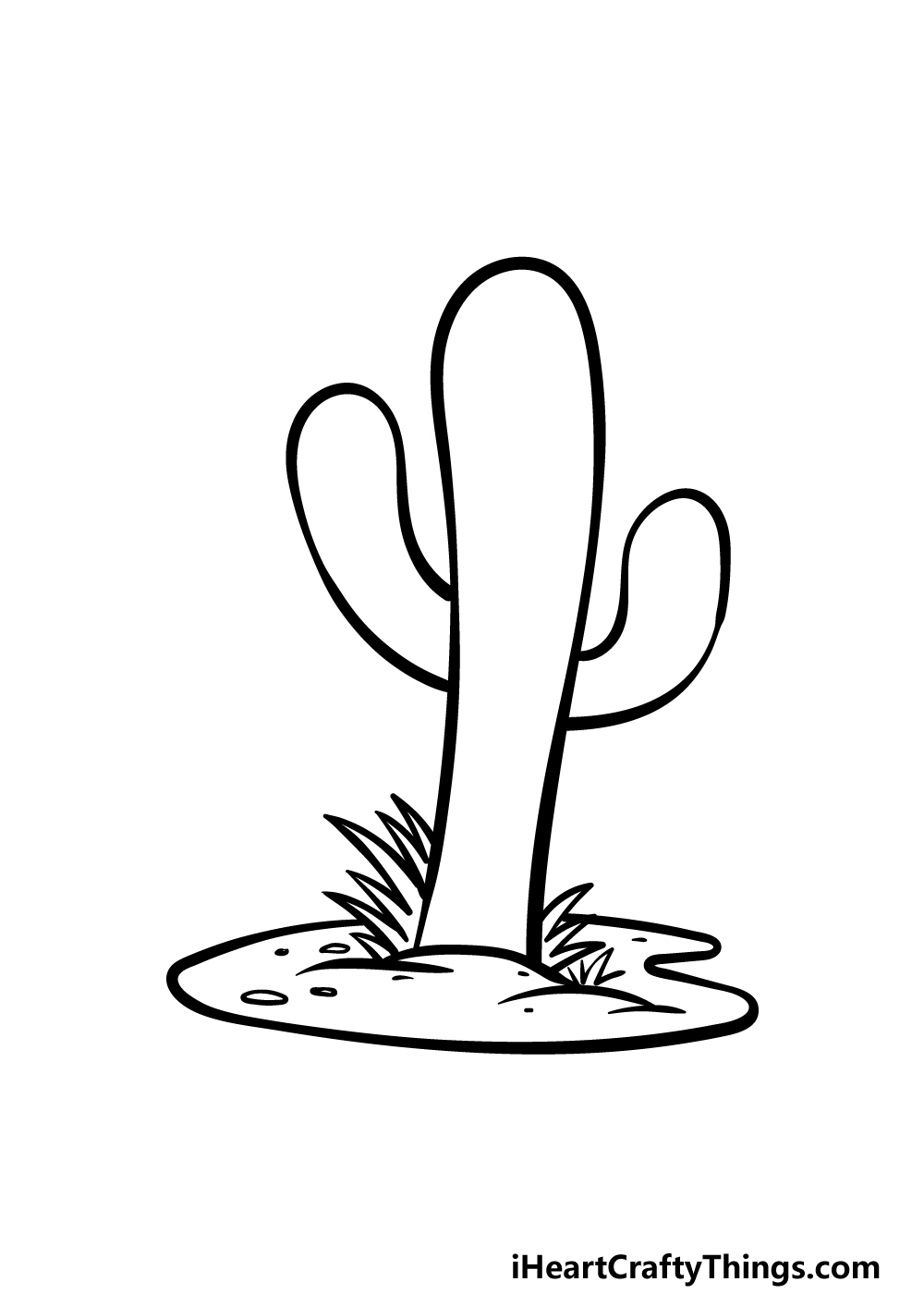 how to draw a cartoon cactus step 2
