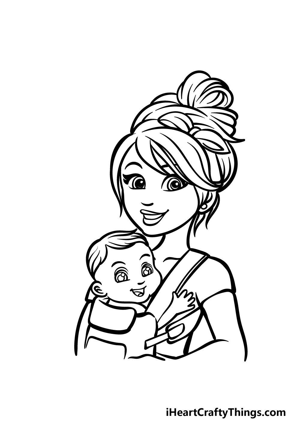 How to Draw a Mother Hugging a Daughter - Really Easy Drawing Tutorial-hanic.com.vn