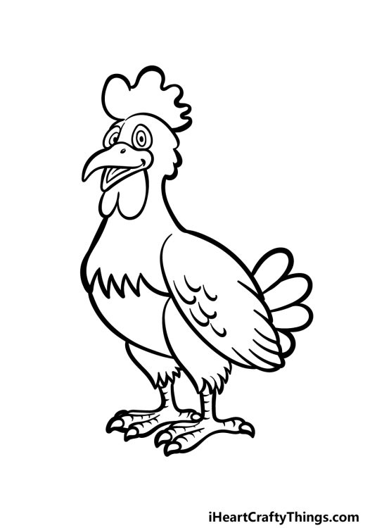 Cartoon Chicken Drawing - How To Draw A Cartoon Chicken Step By Step