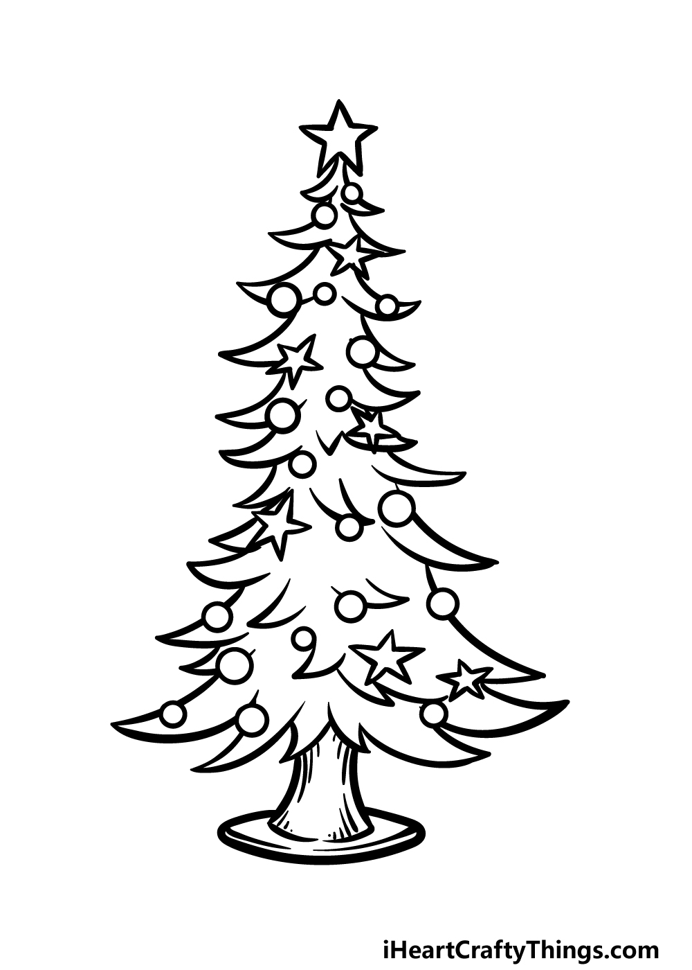 how to draw a cartoon Christmas Tree step 5