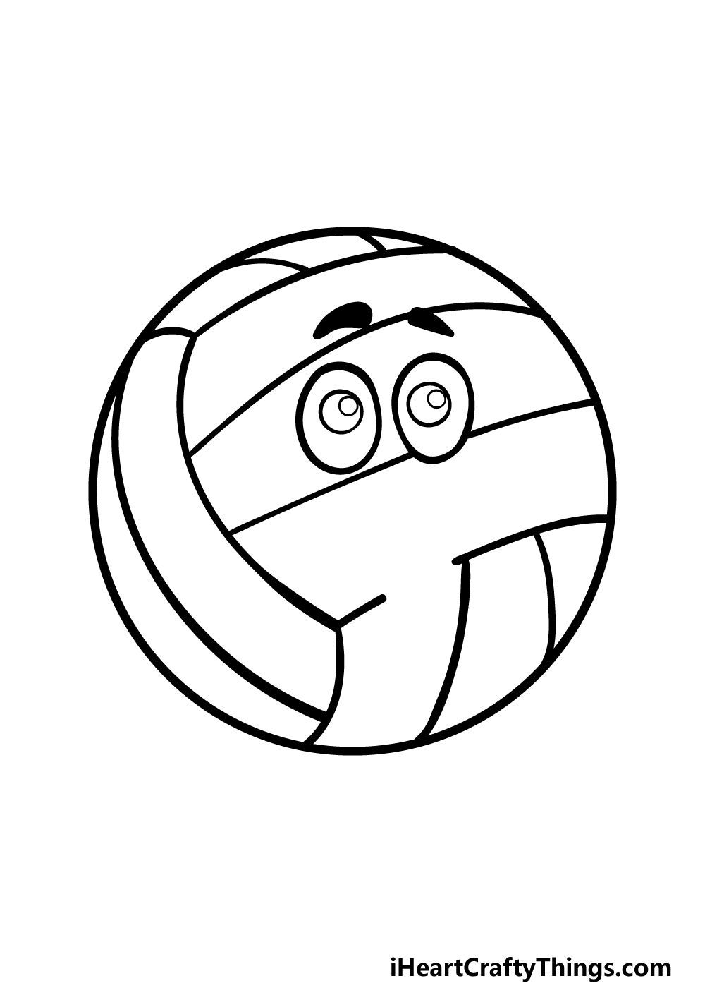 how to draw a cartoon volleyball step 5