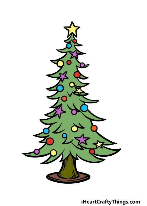 Cartoon Christmas Tree Drawing - How To Draw A Cartoon Christmas Tree ...