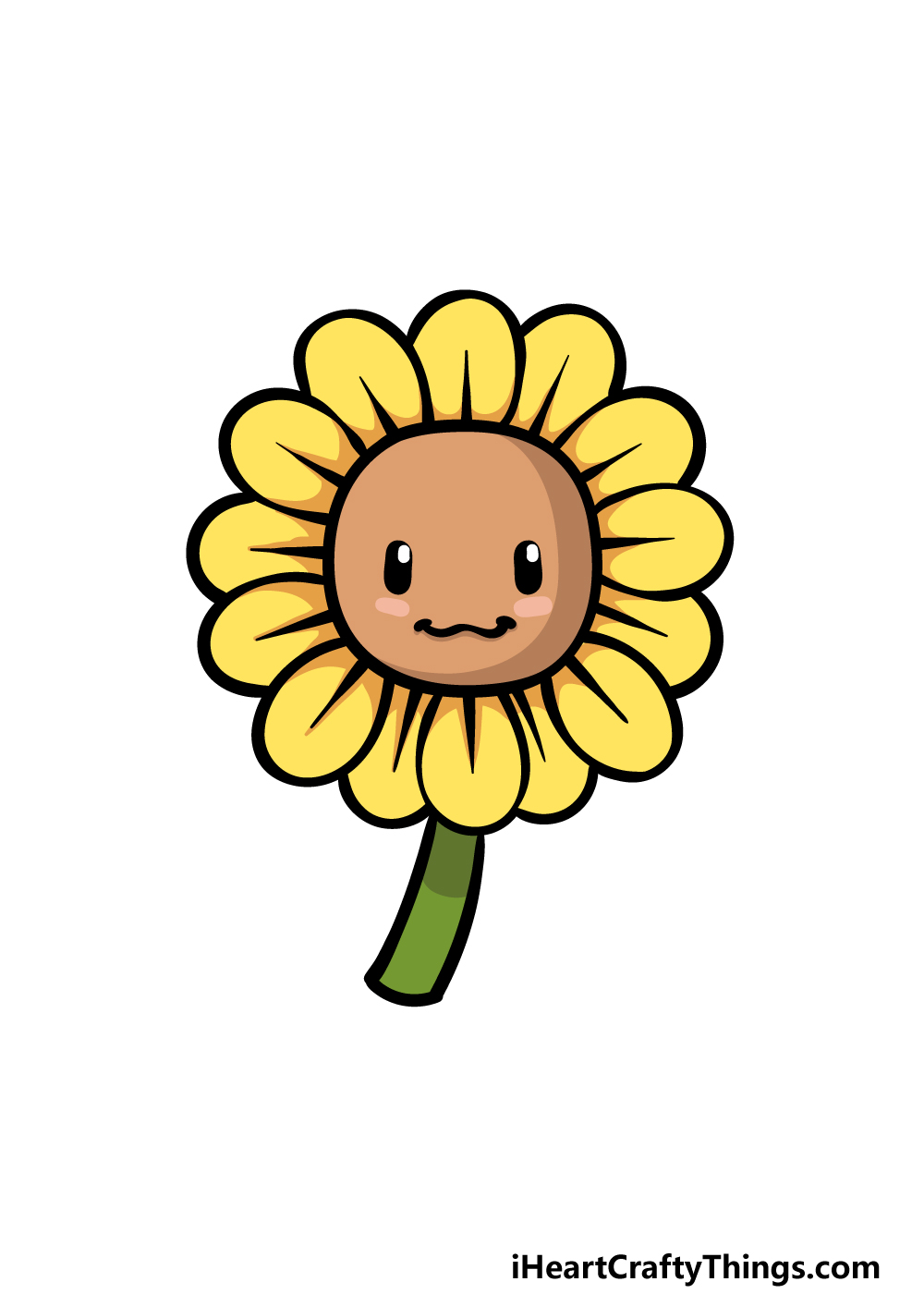 Cartoon Sunflower Drawing - How To Draw A Cartoon Sunflower Step By Step!