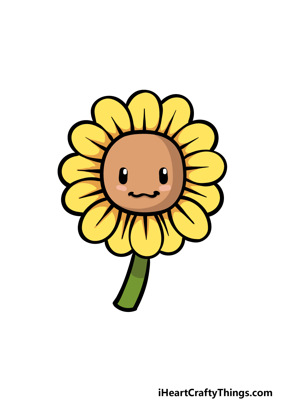 how to draw a cartoon sunflower step 6