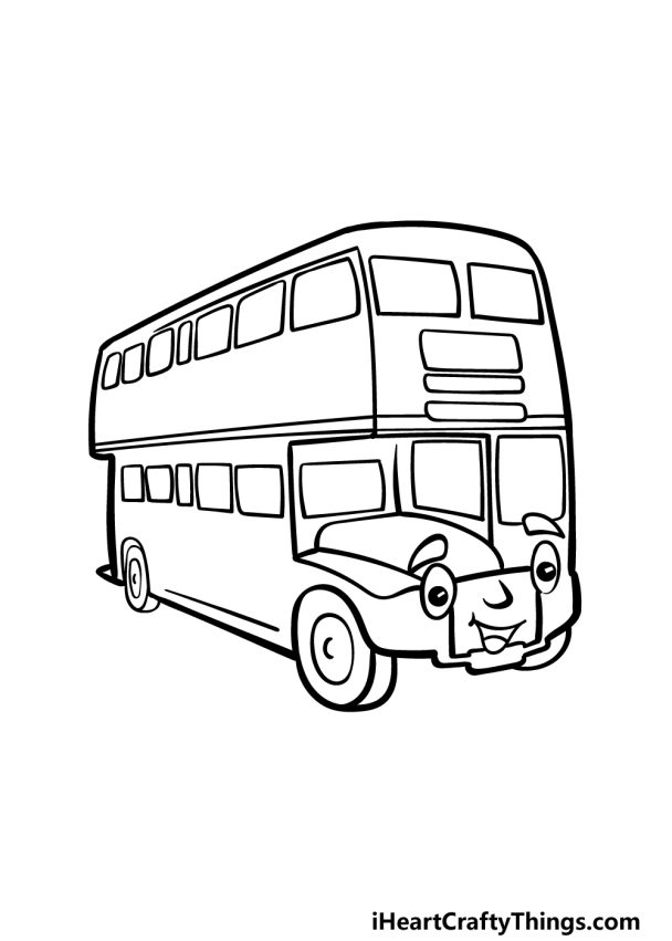 Cartoon Bus Drawing - How To Draw A Cartoon Bus Step By Step!