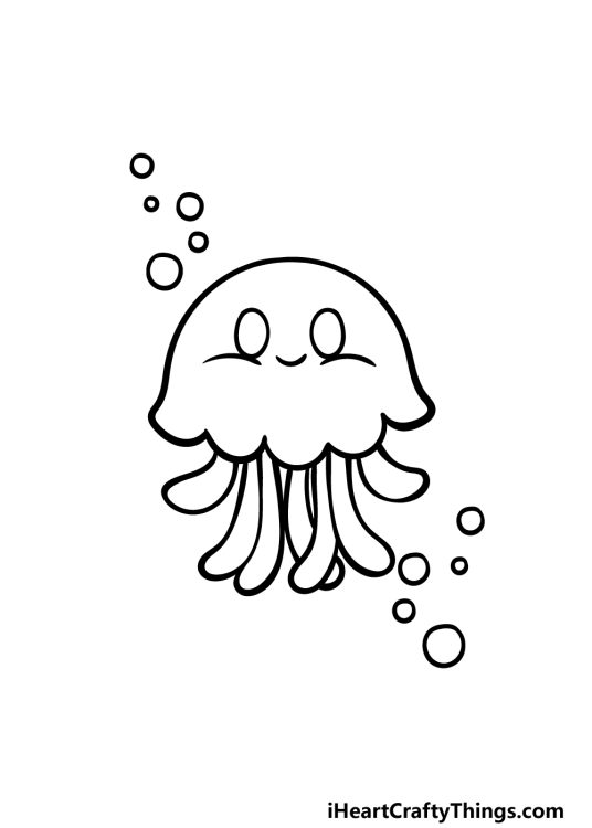 Cartoon Jellyfish Drawing - How To Draw A Cartoon Jellyfish Step By Step!