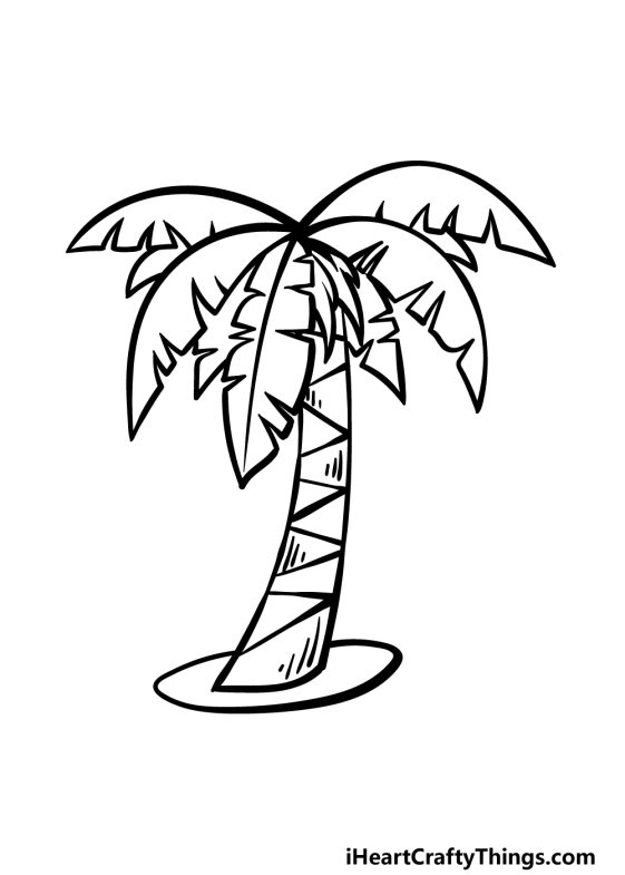 Cartoon Palm Tree Drawing - How To Draw A Cartoon Palm Tree Step By Step!