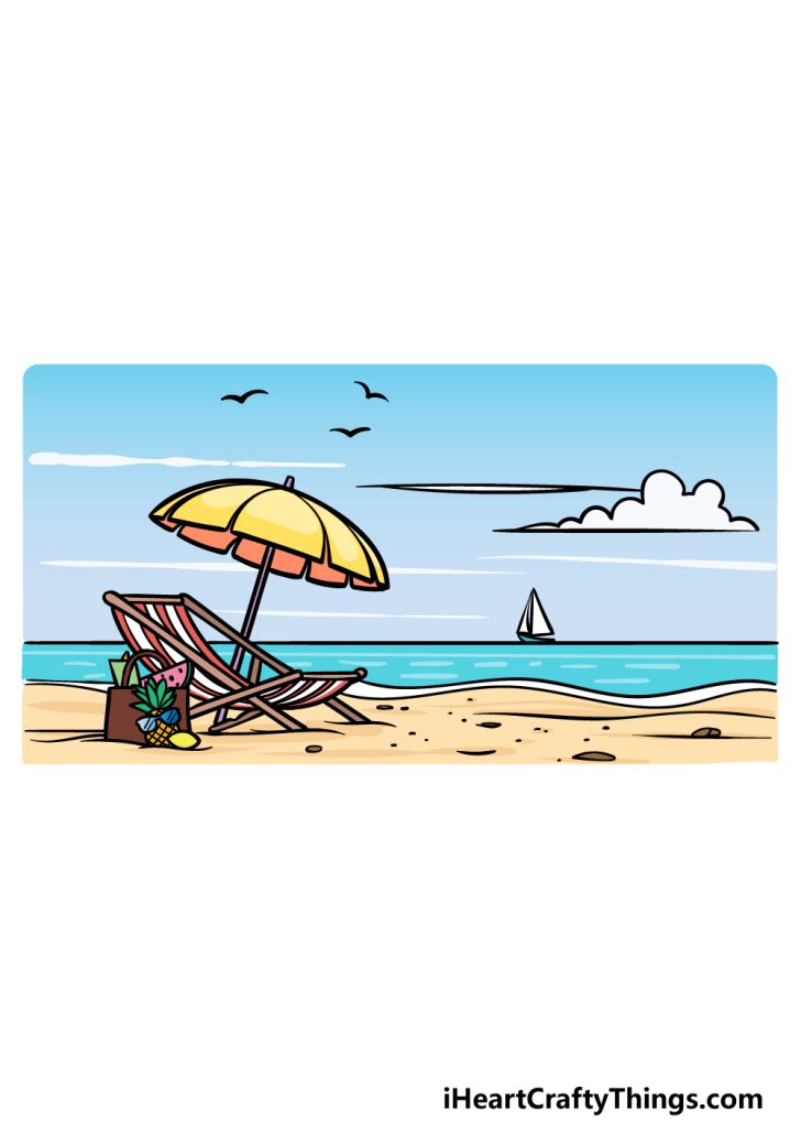 Cartoon Beach Drawing - How To Draw A Cartoon Beach Step By Step