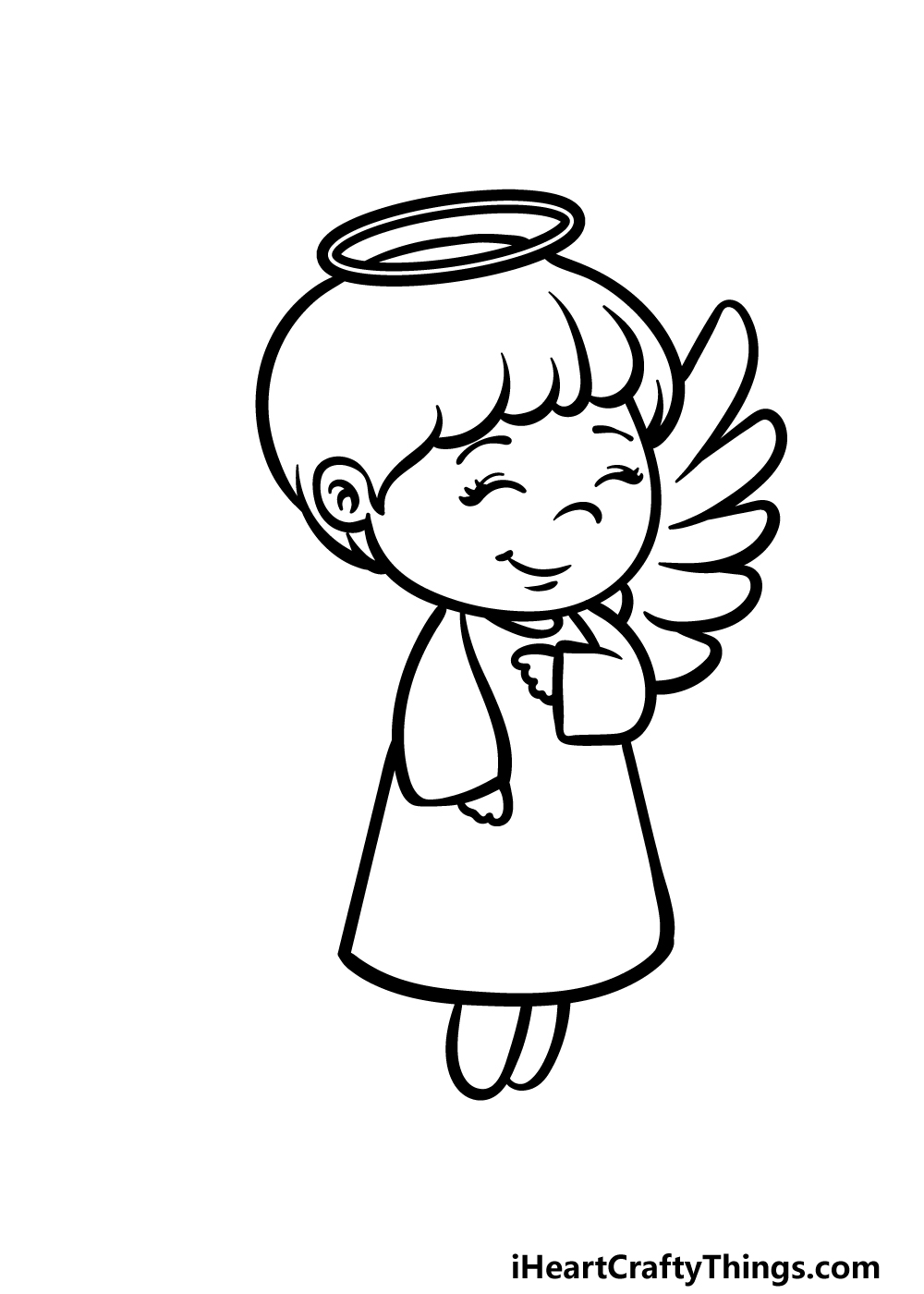 how to draw a cartoon angel step 6